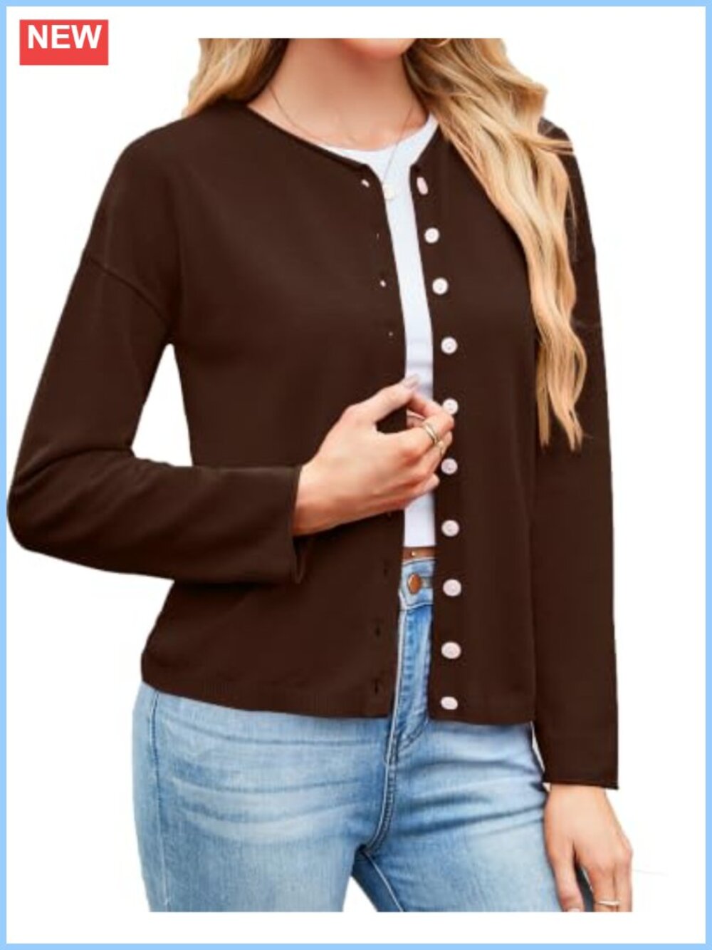 Womens Button Up Cardigan Sweater Lightweight Knit Long Sleeve